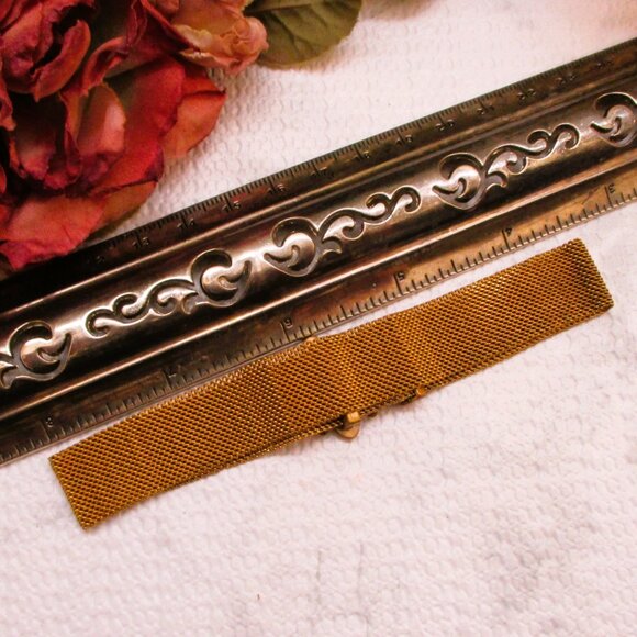 VICTORIAN Gold Filled Mesh Slide Bracelet ~ ANTIQUE Gold Fancy Slide Bracelet - Picture 13 of 13